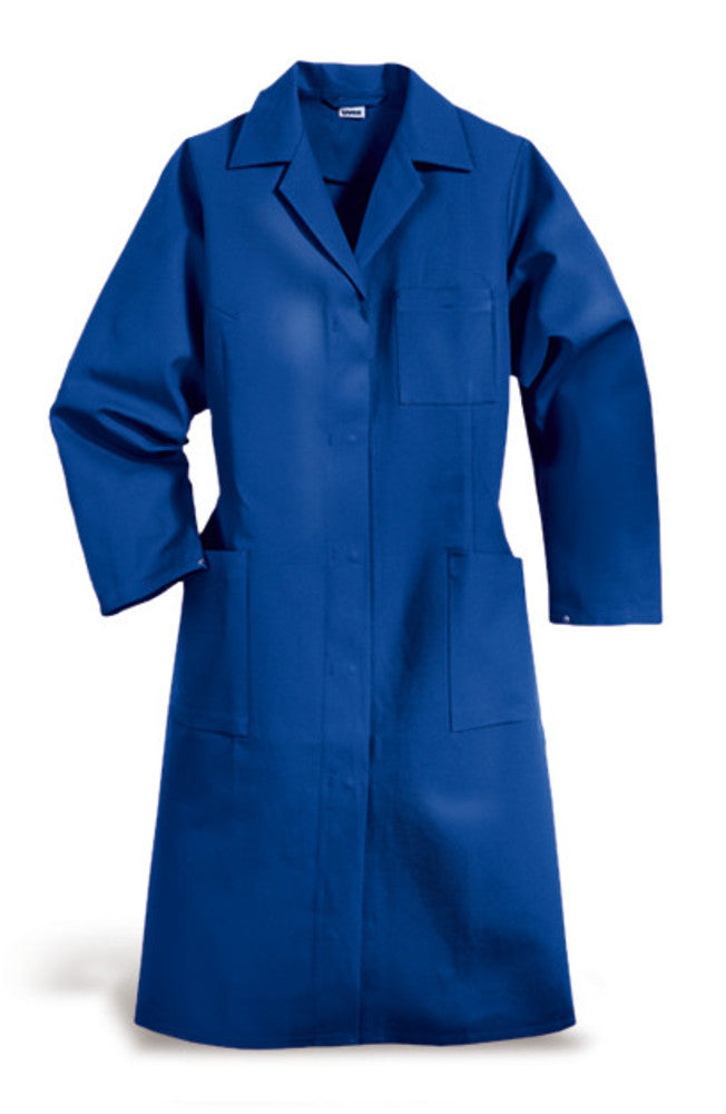 NP05.1: Abrigo de trabajo para mujer 100% algodón, azul, Talla 48 - Quimivitalab