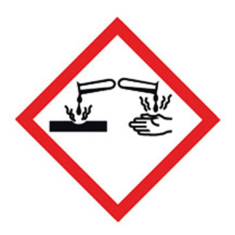 NP47.1 Etiqueta de sustancia peligrosa GHS,  quemaduras, 22x22 mm, alto brillo (250 uds) - Quimivitalab