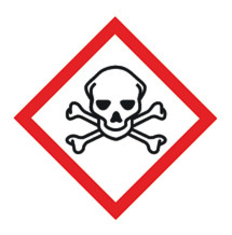 NP48.1 Etiqueta de sustancia peligrosa GHS,  calavera, 22x22 mm, alto brillo (250 uds) - Quimivitalab