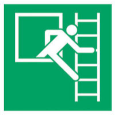 NP78.1: Señal de rescate luminiscente ISO 7010 Salida de emergencia con escalera de escape. 1 pc(s) - Quimivitalab