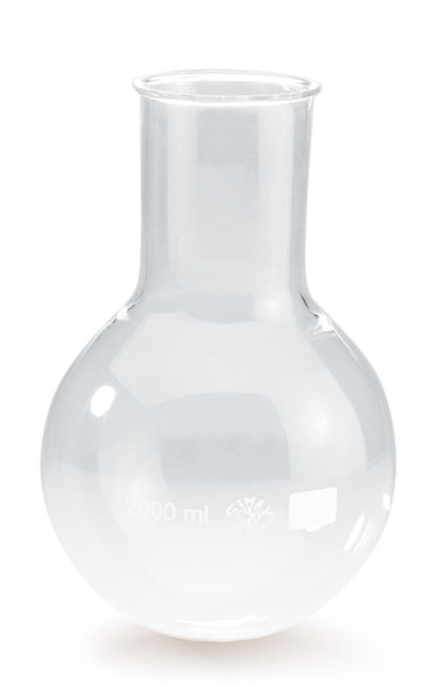 NX01.1: Matraz de fondo redondo, con reborde boca ancha, 500 ml (10 uds) - Quimivitalab