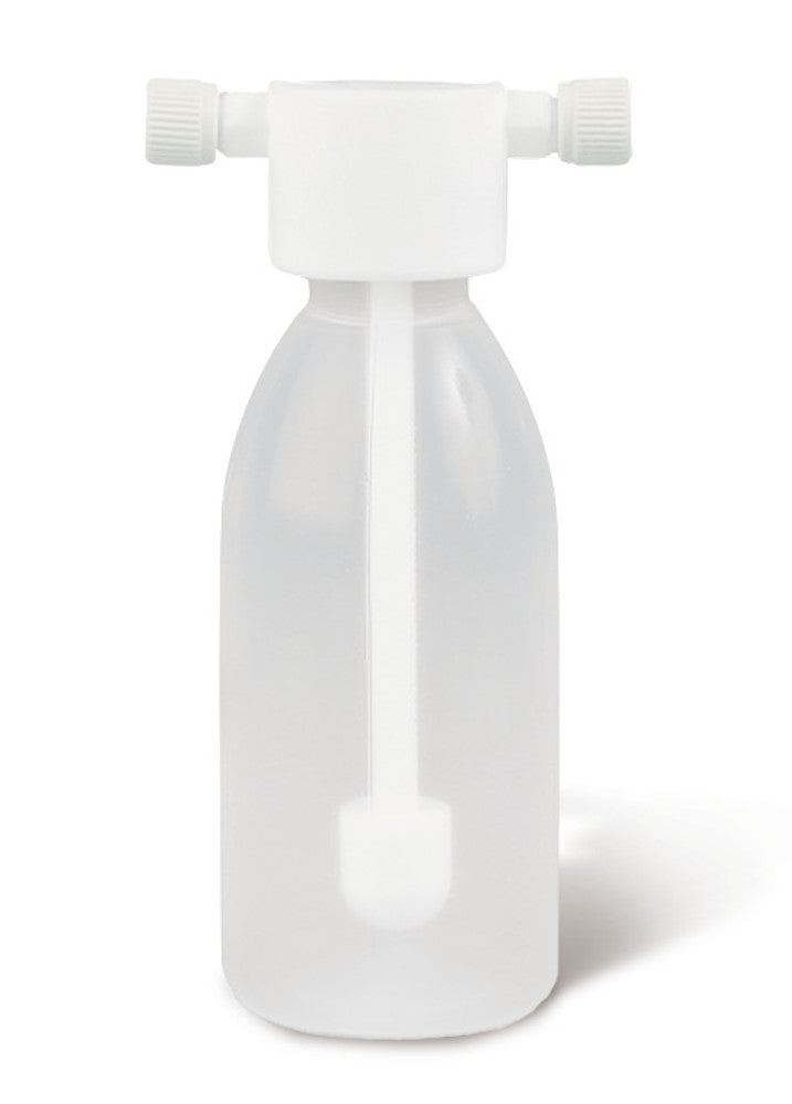 NY28.1: Botella de lavado de gases de plástico fluorado, 1000 ml, Altura: 240 mm - Quimivitalab