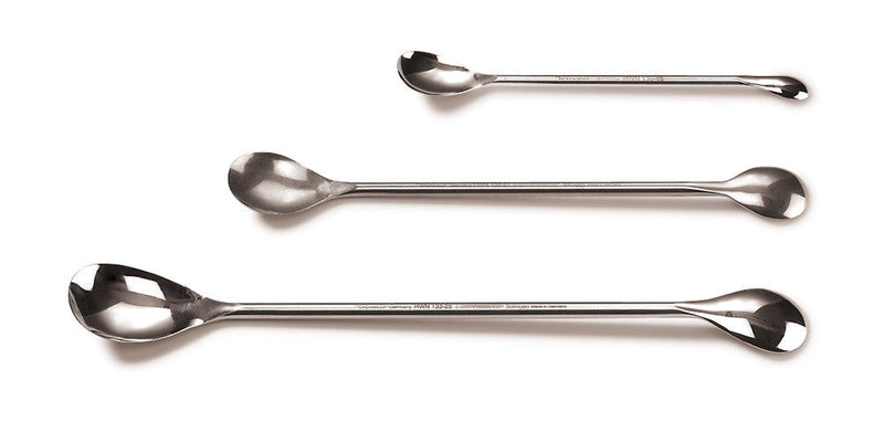 YC84.1 Cuchara doble de acero inoxidable, ancho cuchara 20 mm, longitud 180 mm - Quimivitalab