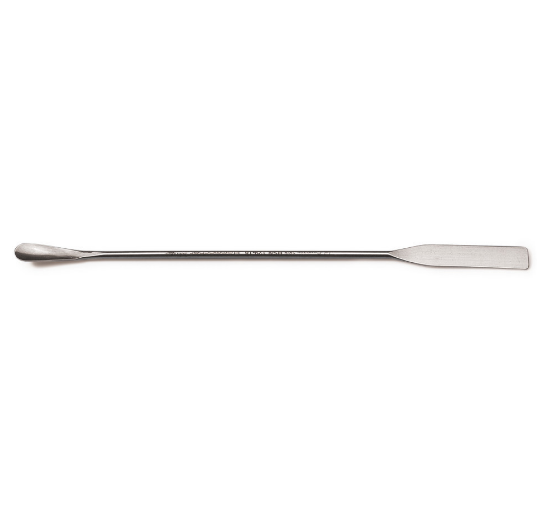 YK75.1 Espátula cuchara con microcuchara, acero inox. 210 mm, esterilizable en autoclave - Quimivitalab