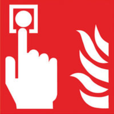 YX24.1 Símbolo de Alarma de incendio, según ISO 7010, Adhesivo, 200x200 mm- Quimivitalab