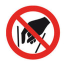 YX38.1 Señal de prohibido tocar, según ISO 7010, autoadhesiva, 200 mm - Quimivitalab