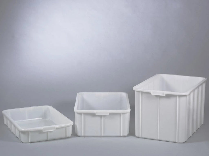 3418-0129 Caja de almacenamiento HDPE blanca apilable, 660x450x130 mm, 29 litros - Quimivitalab