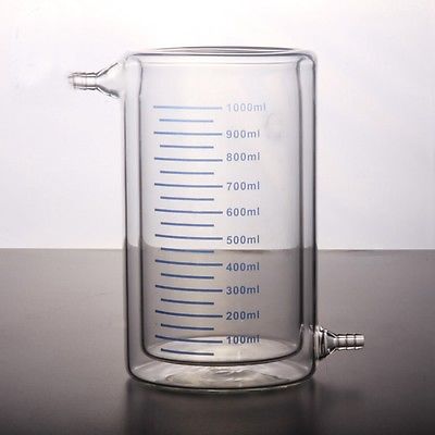 178.940-E Vaso encamisado de 1000 ml con dos olivas de 10 mm y graduación azul - Quimivitalab