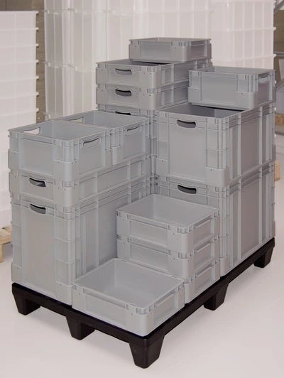 3414-0181 Caja de almacenaje apilable 600x400x420mm, 80 litros - Quimivitalab