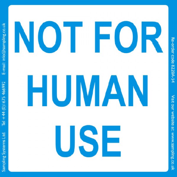 8220A-54 Etiquetas de control de calidad "Not for human use" 95x95mm (500 uds) - Quimivitalab
