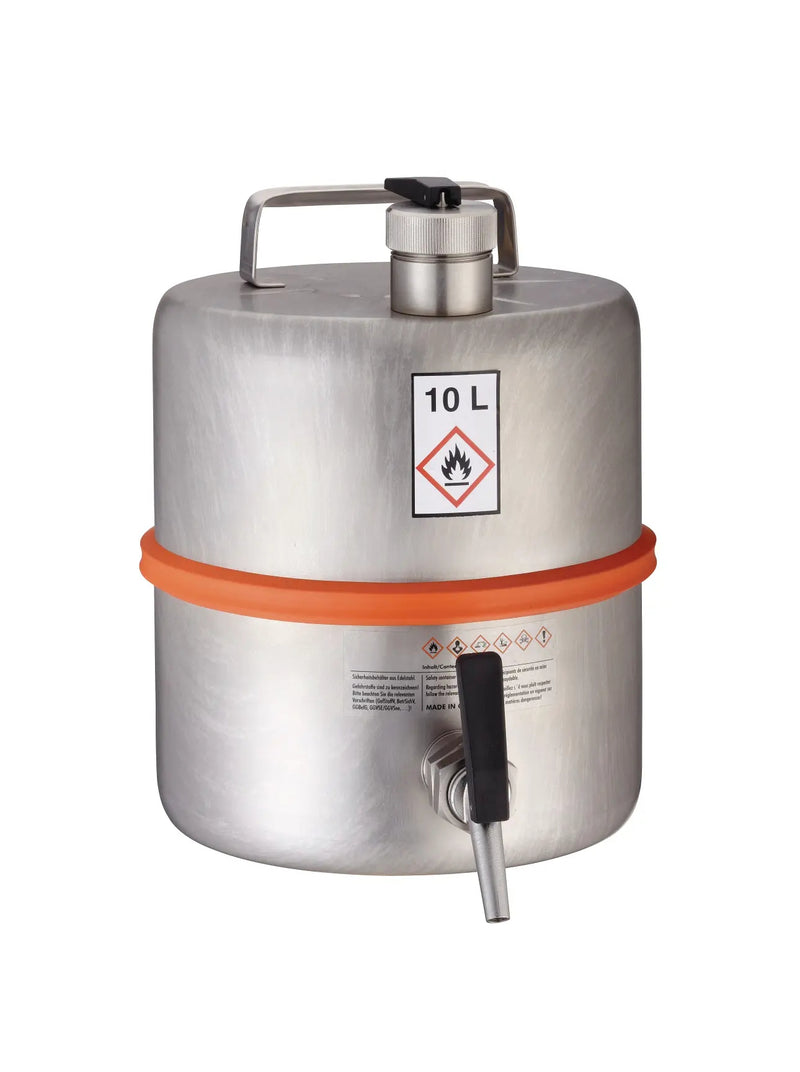 2601-4010 Barril de seguridad de acero inoxidable con grifo y válvula, 10 litros - Quimivitalab