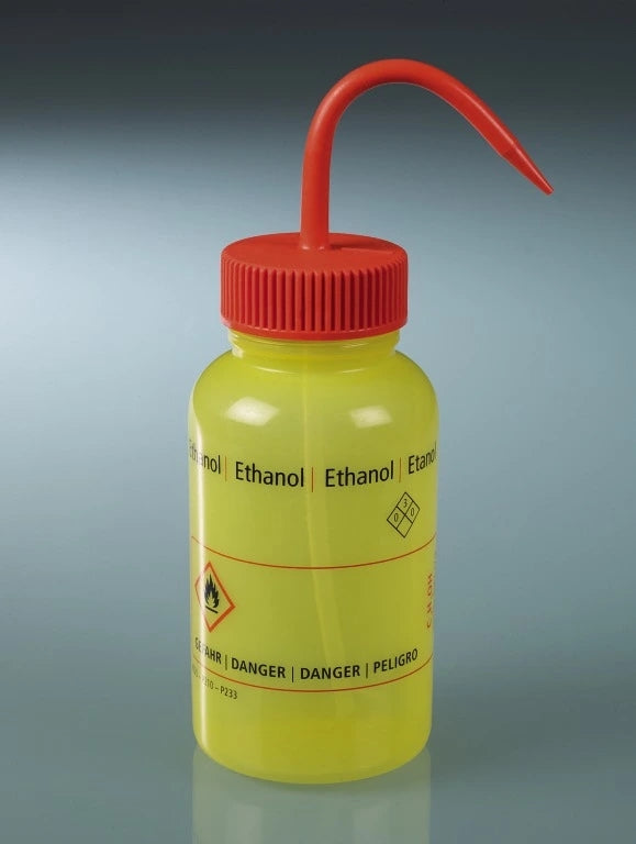 0310-3053: Frasco lavador cuello ancho "Etanol"  LDPE 500 ml. - Quimivitalab